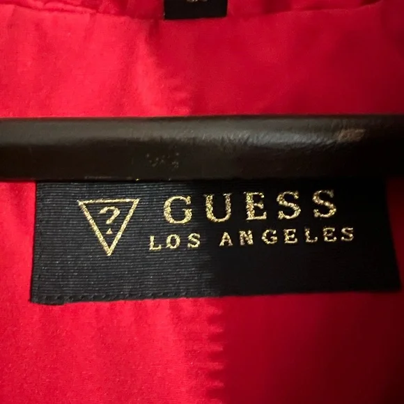 GUESS Faux Fur Hooded Red Winter Jacket - Picture 2 of 6